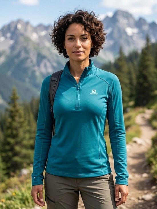 Salomon Tops - Salomon DISCOVERY HALF ZIP - Size S - Deep Lagoon